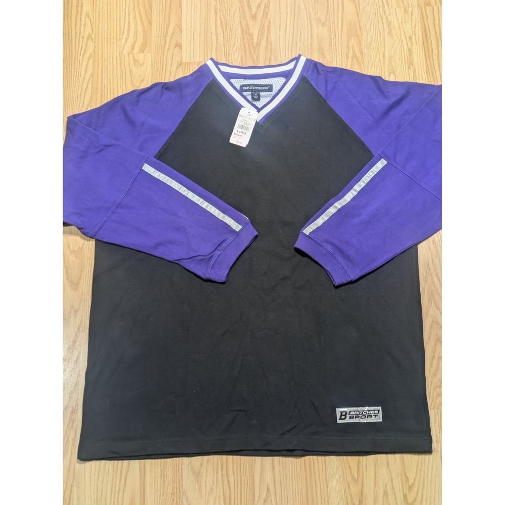 Britches Mens Vintage Y2K Sport Pullover V-Neck Jersey Black Purple XL